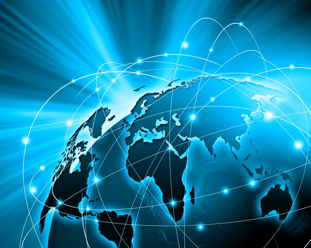 Blue vivid image of globe. Globalization concept Blue vivid image of globe. Globalization concept